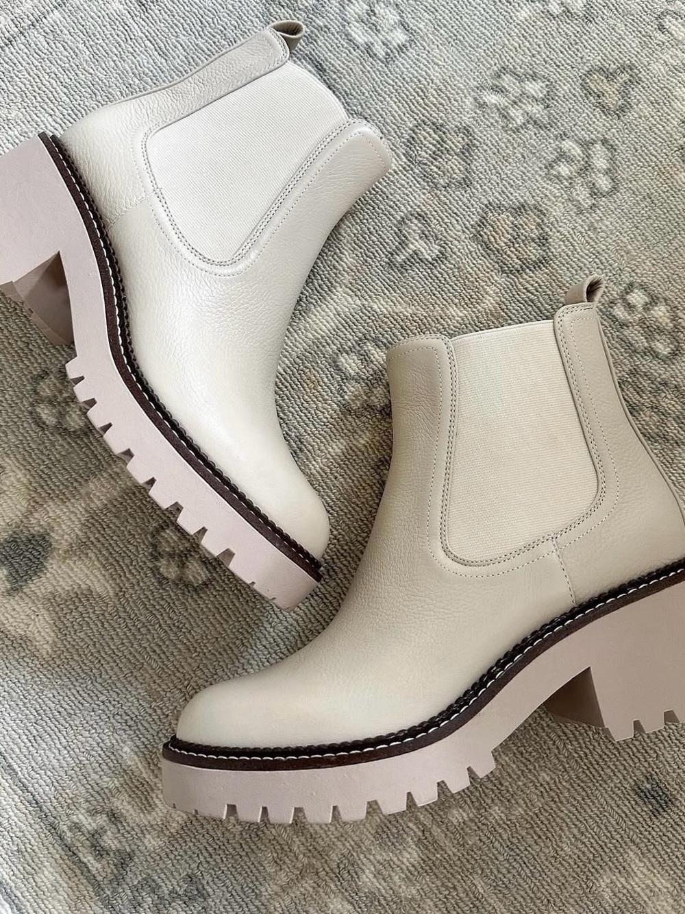 Nordstrom Cream Chelsea Lug Booties